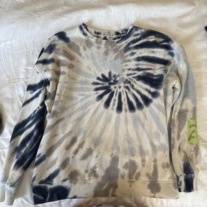 Peloton Blue and Cream Hoodie Tie-Dye Design